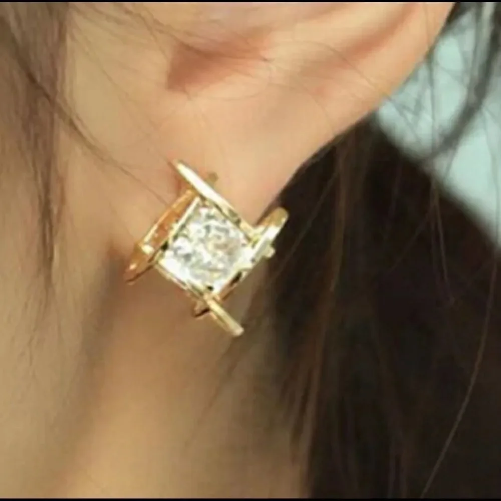+ Gold Caged Diamond Earrings
